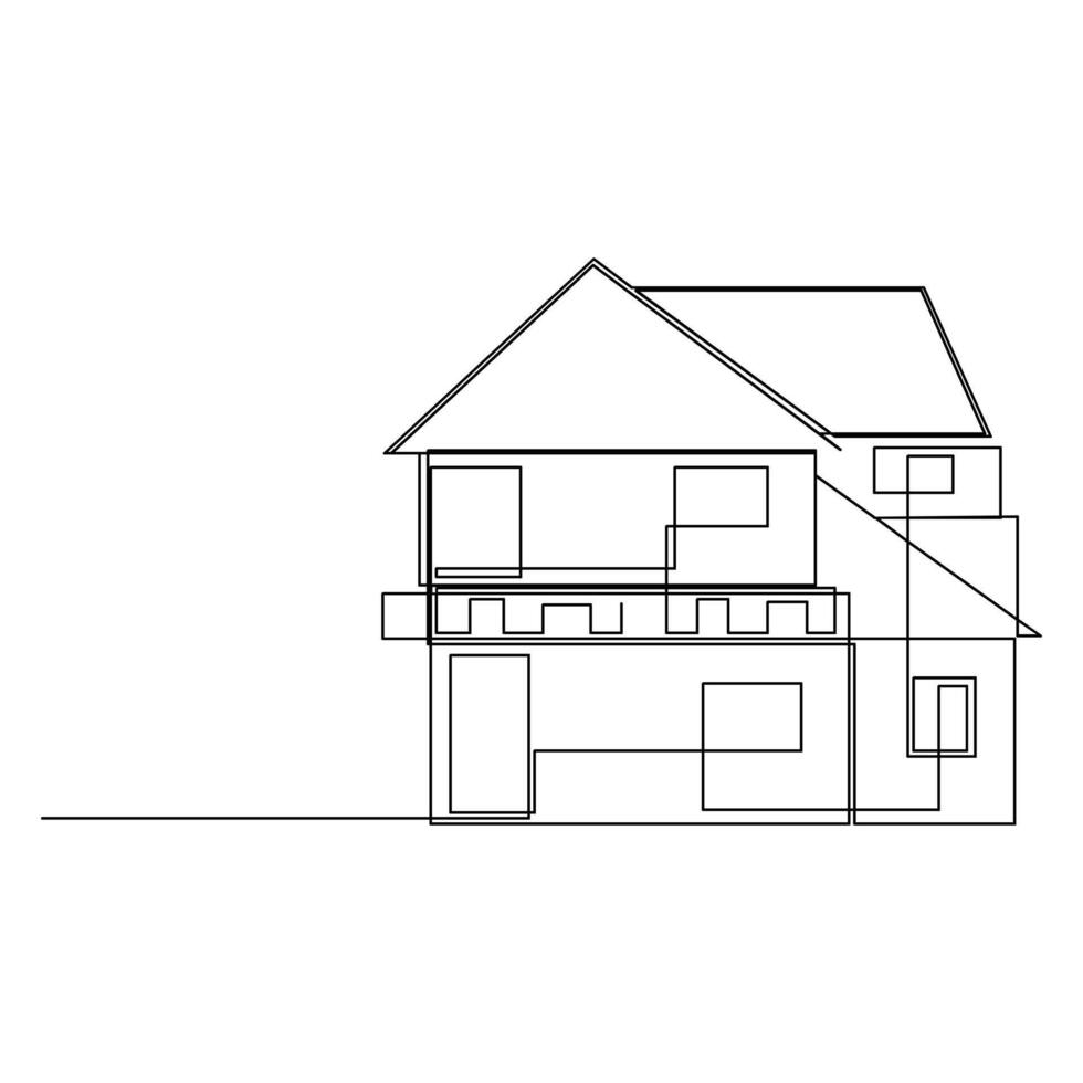 Residential private house one continuous line drawing logo illustration minimalist pro vector