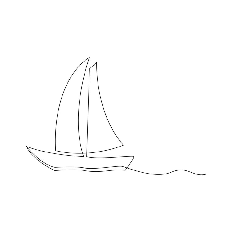 Vector continuous one line drawing of sailboat best use for logo poster banner stock illustration and minimal