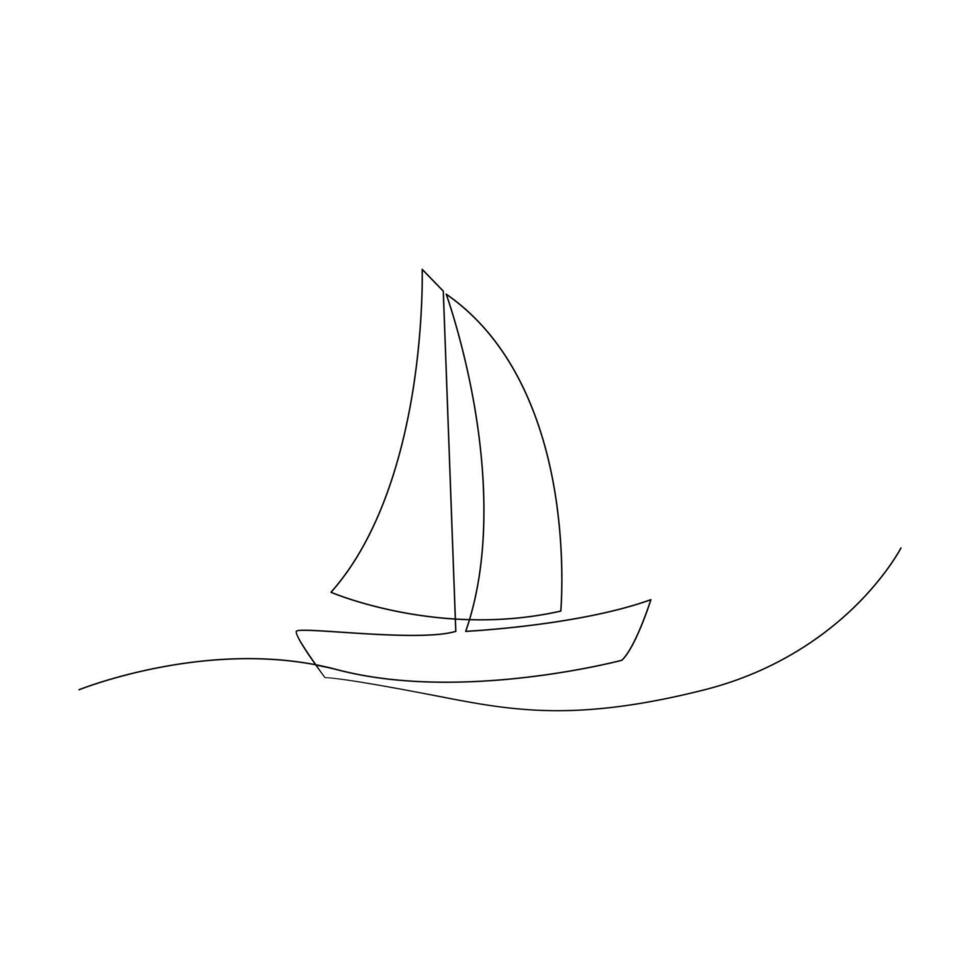 Vector continuous one line drawing of sailboat best use for logo poster banner stock illustration and minimal