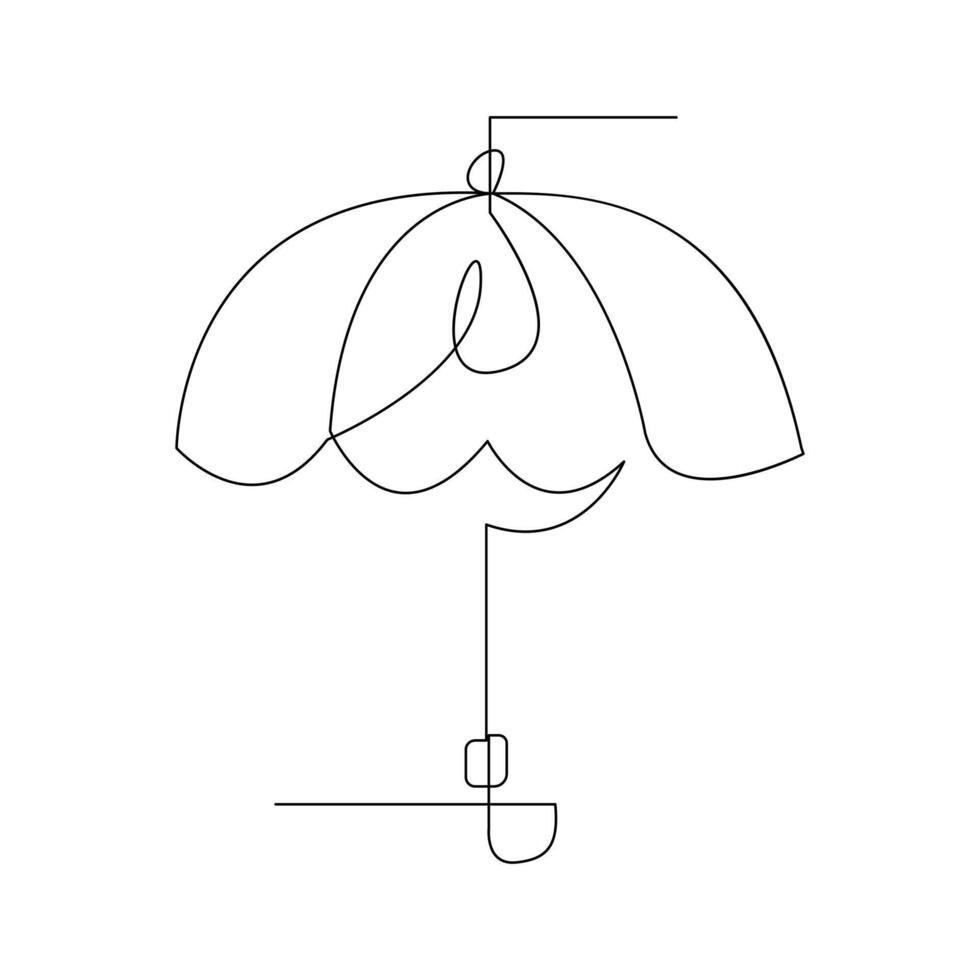 Vector continuous single liner art illustration of umbrella concept of safety and security