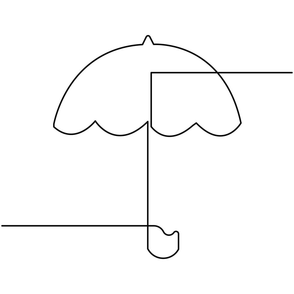 Vector continuous single liner art illustration of umbrella concept of safety and security