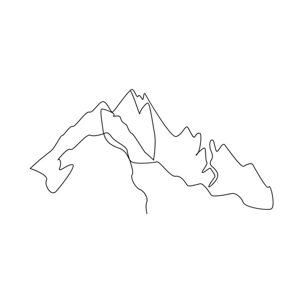 Vector mountain landscape continuous one line art drawing concept of vacation minimalist pro