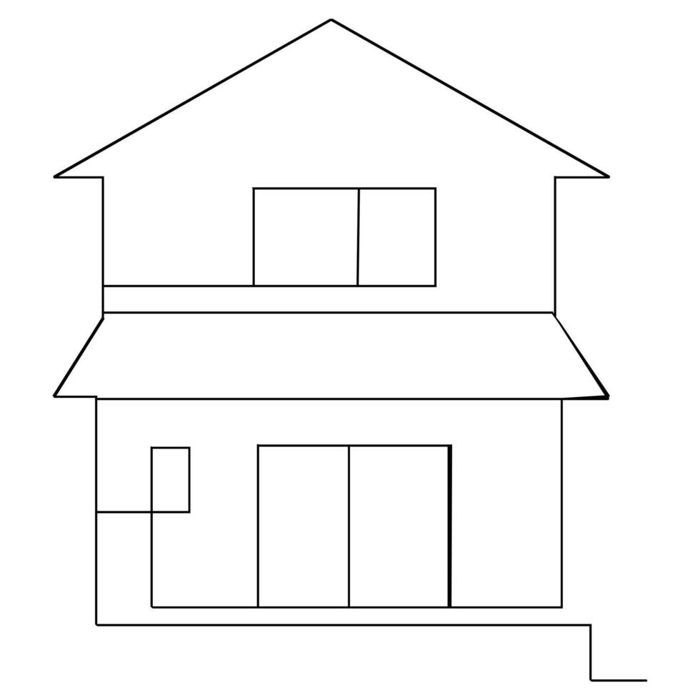 Residential private house one continuous line drawing logo illustration minimalist pro vector