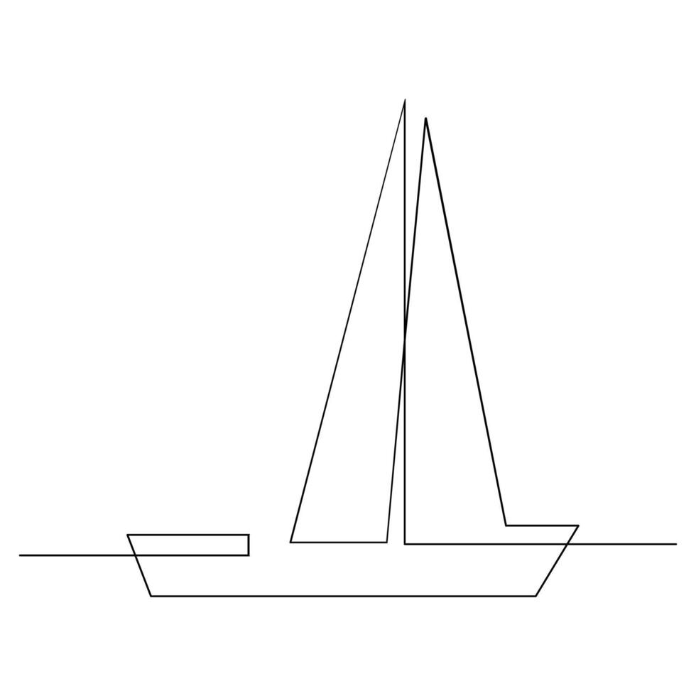 Vector continuous one line drawing of sailboat best use for logo poster banner stock illustration and minimal