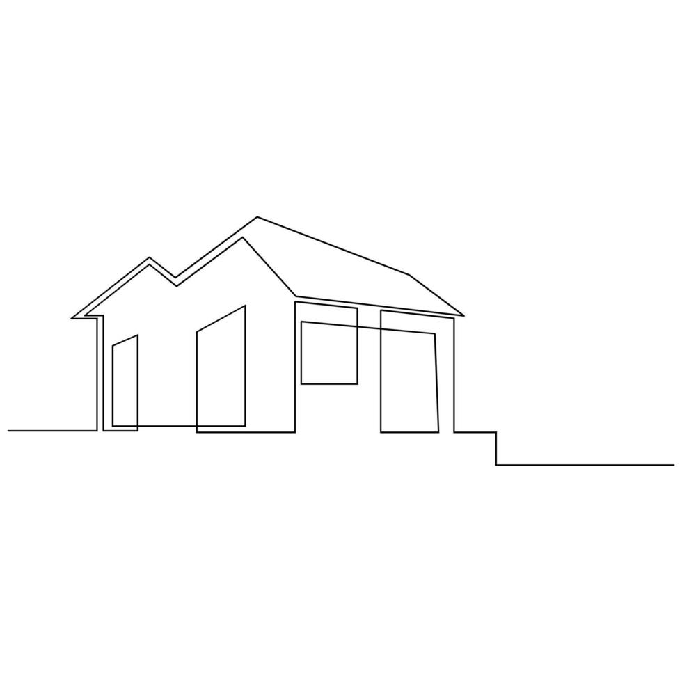 Residential private house one continuous line drawing logo illustration minimalist pro vector