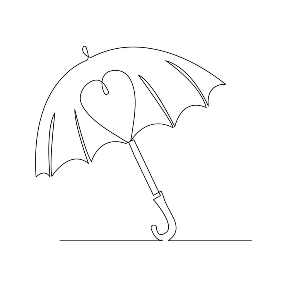 Vector continuous single liner art illustration of umbrella concept of safety and security