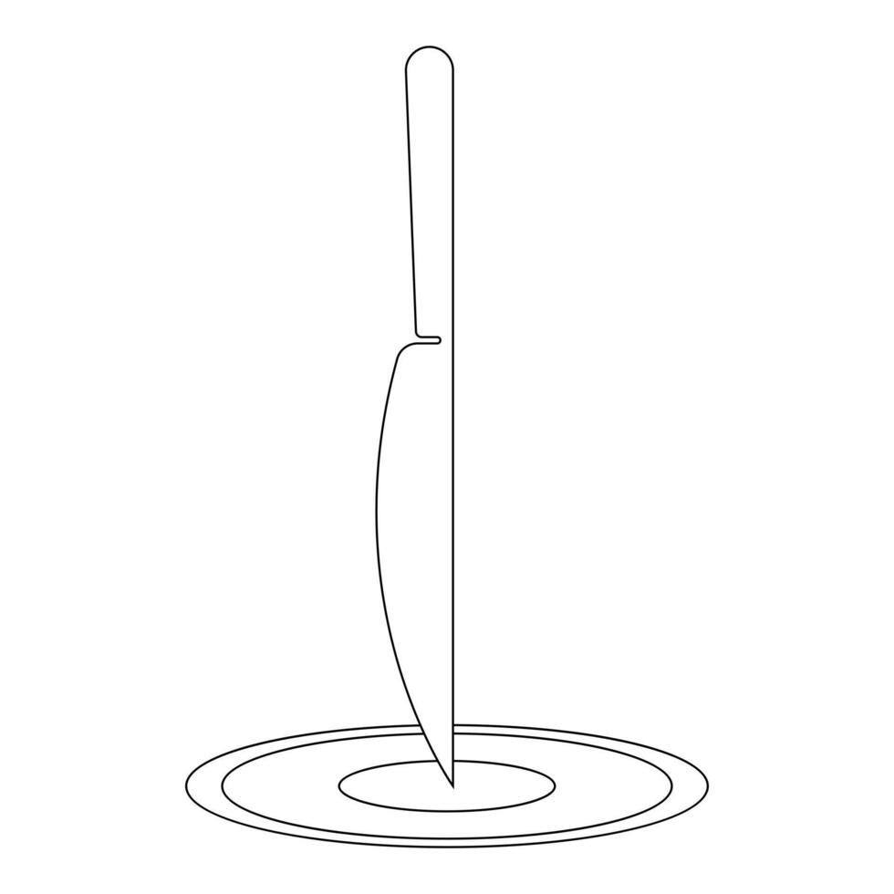 Vector plate and knife continuous one line drawing on white background stock illustration