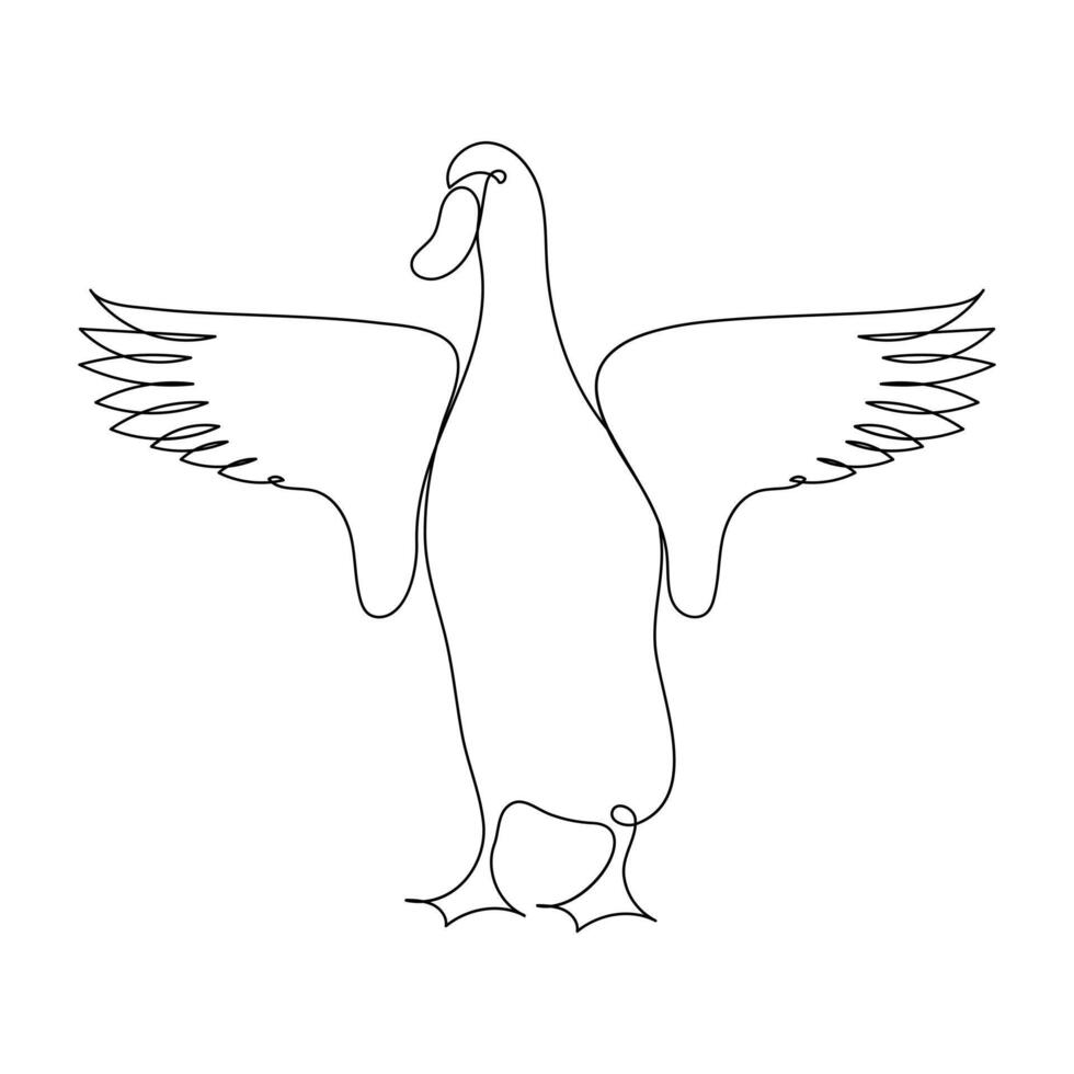 Vector duck one continuous line drawing isolated on white background minimal