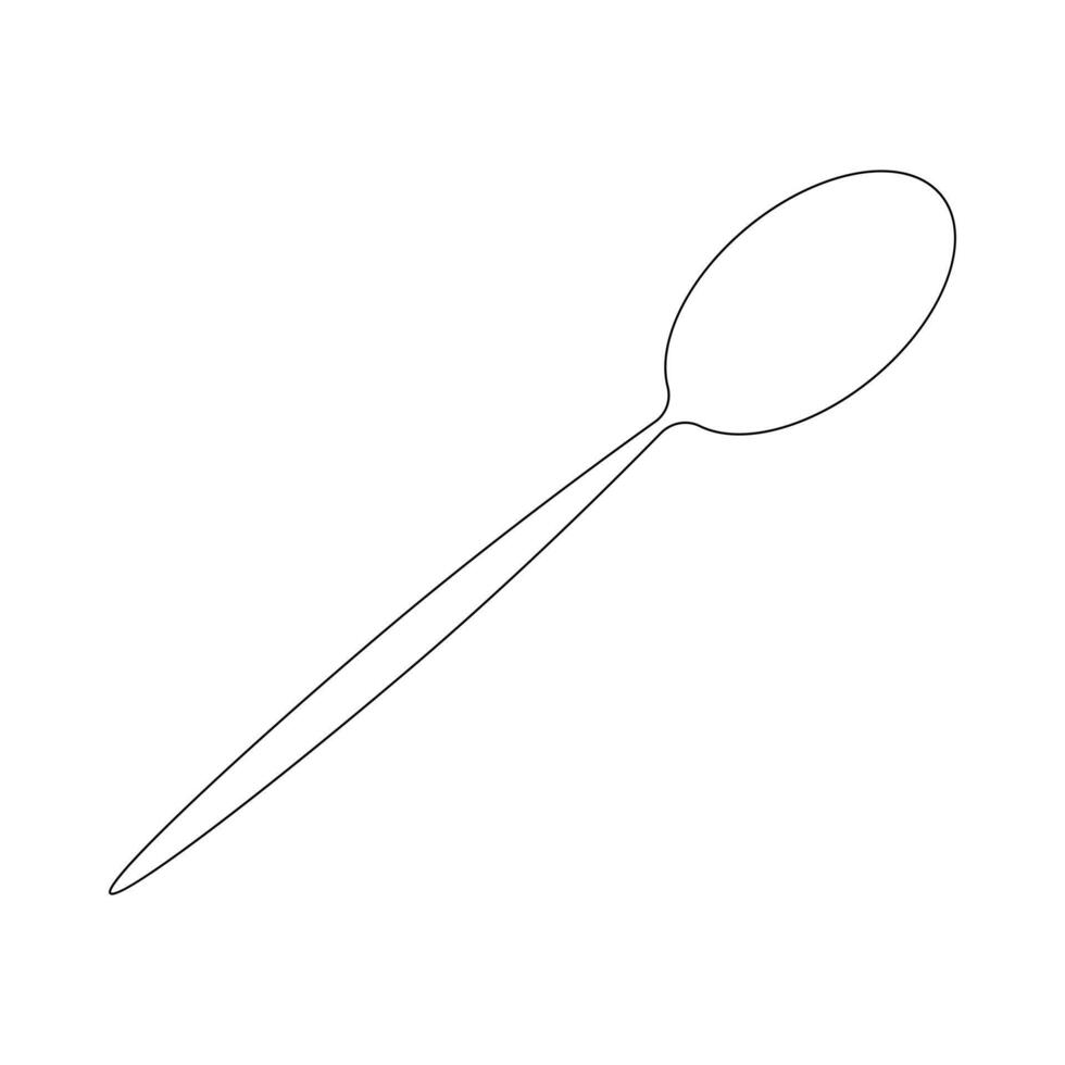 Vector Spoon continuous one line drawing on white background stock illustration