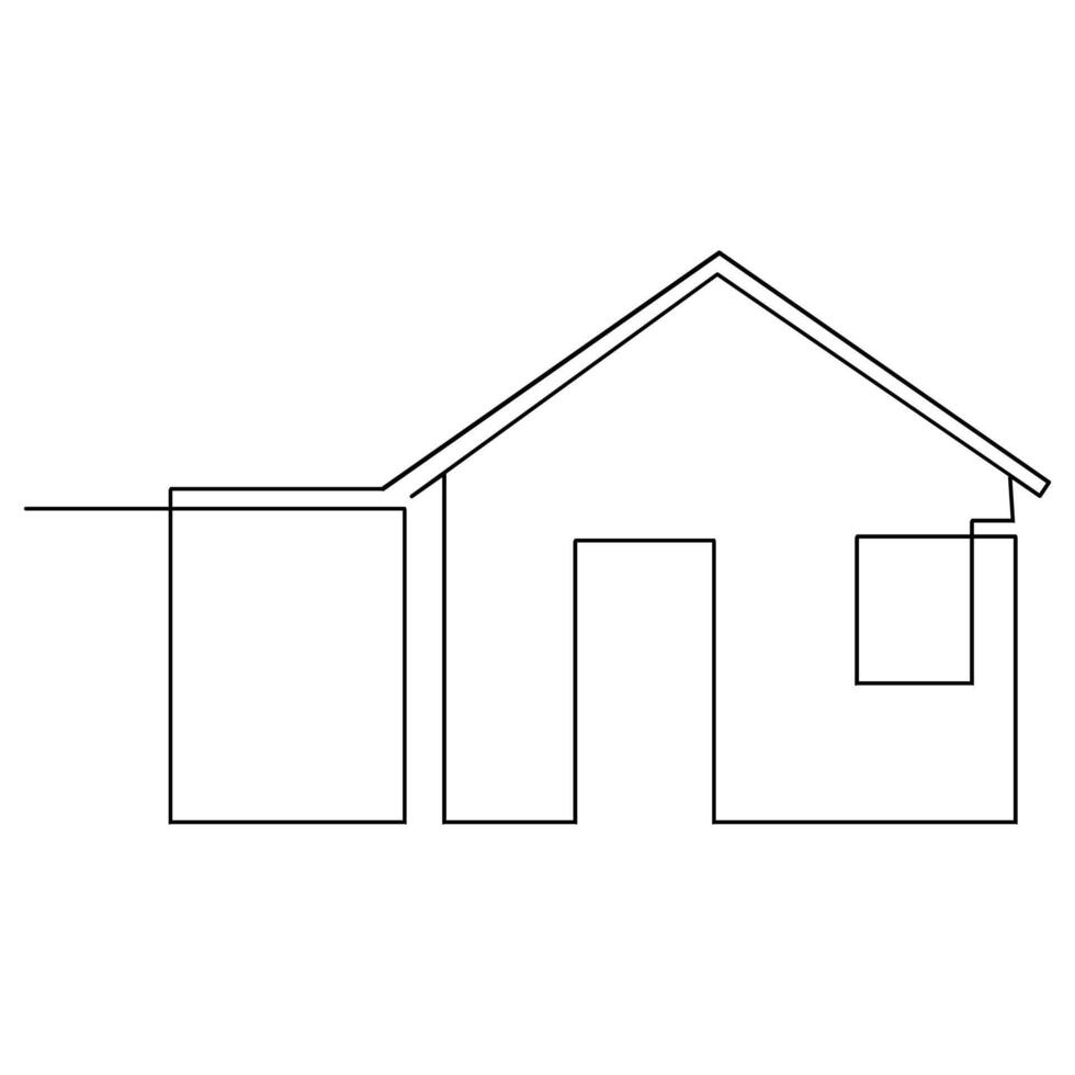 residencial privado casa uno continuo línea dibujo logo ilustración minimalista Pro vector