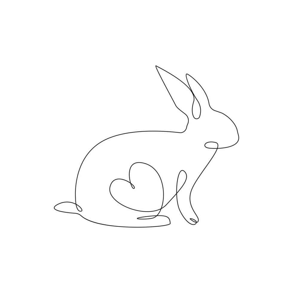 Vector bunny continuous single line art drawing editable stroke illustration and minimalist