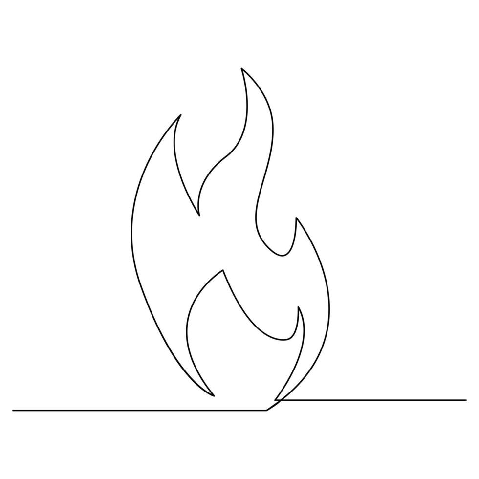 Vector Continuous single line drawing of fire on white background illustration and minimal