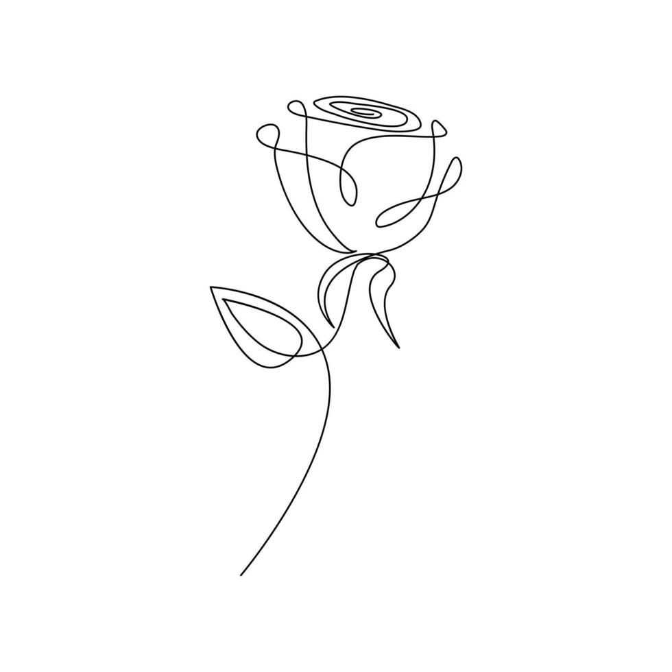 continuo línea dibujo de Rosa flor vector ilustración mano dibujado decorativo hermosa diseño minimalista