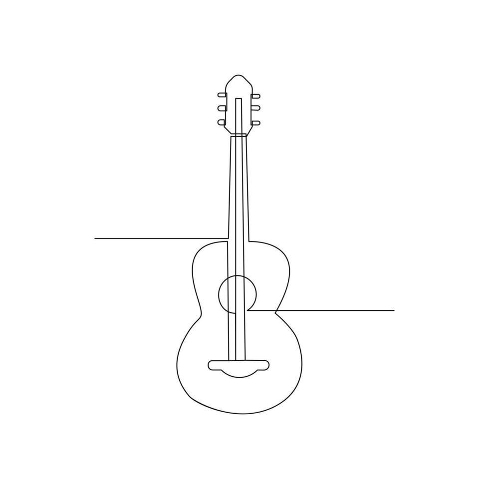 Vector guitar continuous  One line sketch drawing concept of music illustration and minimalistic
