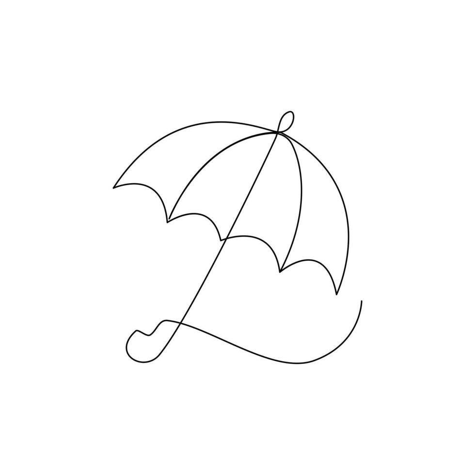 Vector continuous single liner art illustration of umbrella concept of safety and security