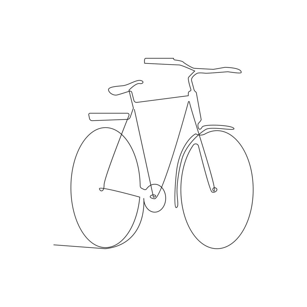 Vector one Continuous line drawing of bike or bicycle on white background stock illustration and minimal
