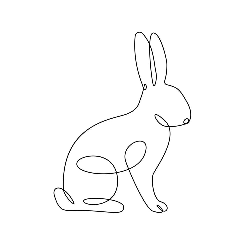 Vector bunny continuous single line art drawing editable stroke illustration and minimalist