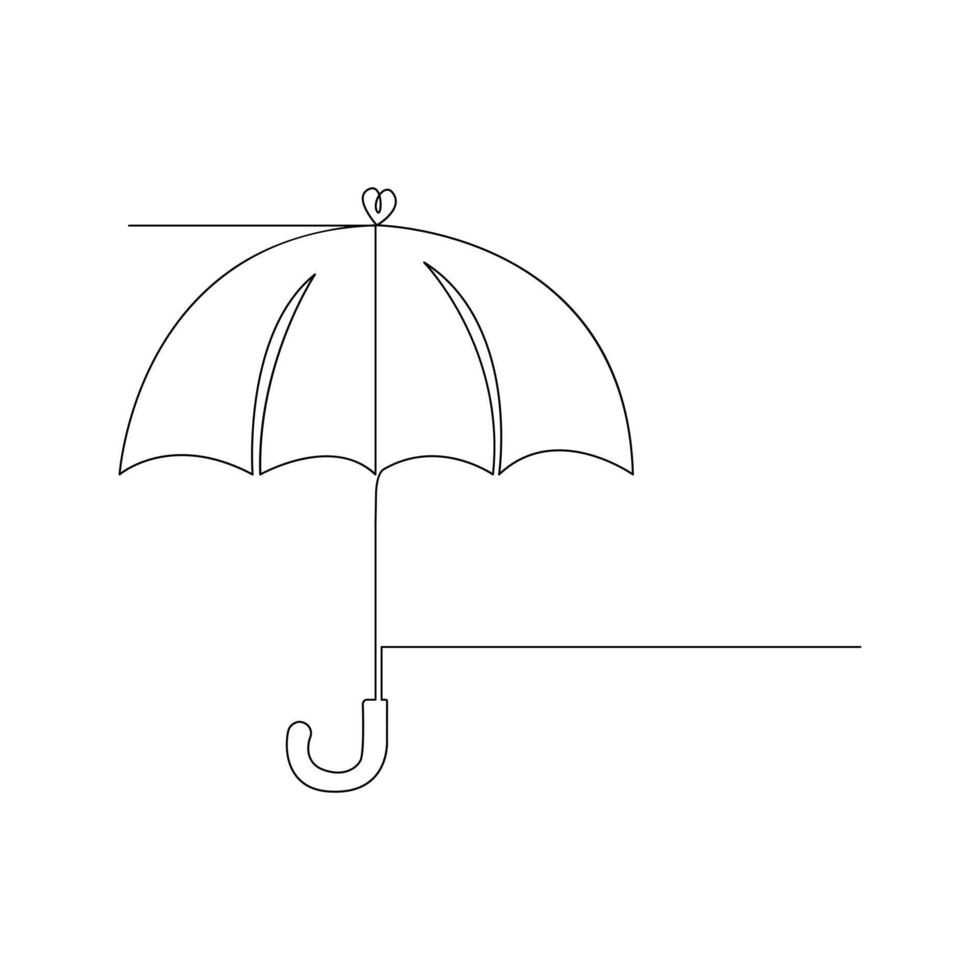 Vector continuous single liner art illustration of umbrella concept of safety and security