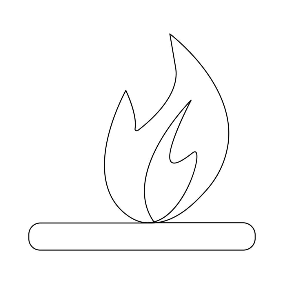 Vector Continuous single line drawing of fire on white background illustration and minimal