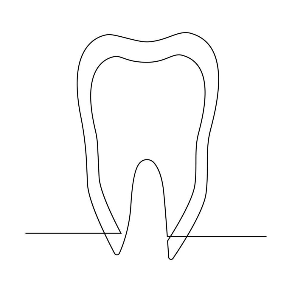 vector continuo uno línea dibujo de diente mejor utilizar para logo bandera ilustración dentista estomatología médico concepto