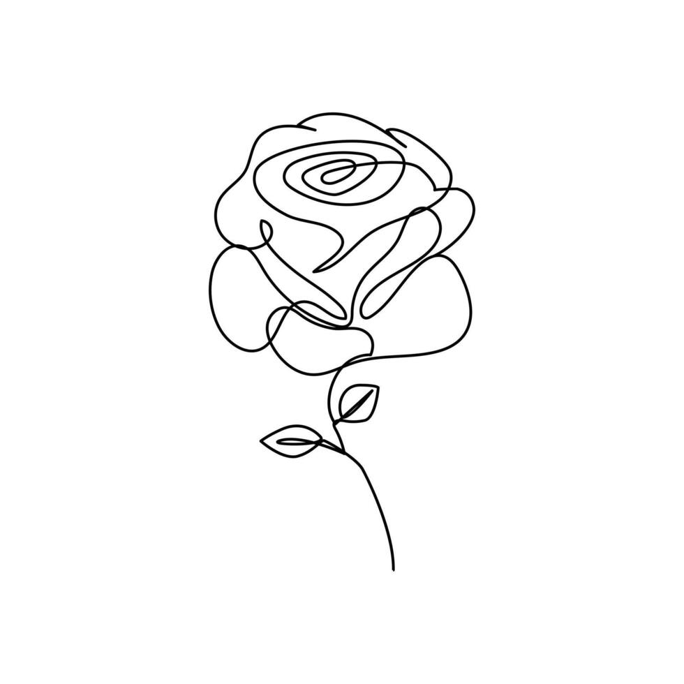 Continuous line drawing of rose flower vector illustration hand drawn decorative beautiful design minimalist