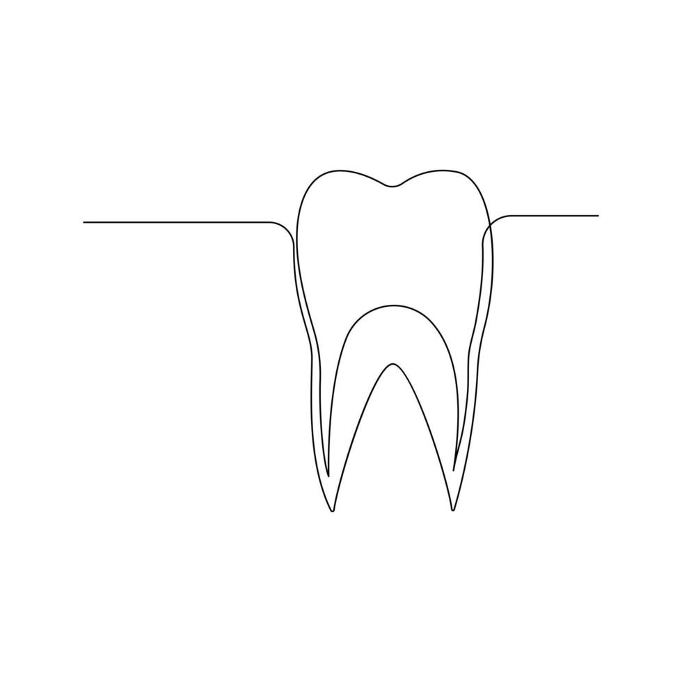 vector continuo uno línea dibujo de diente mejor utilizar para logo bandera ilustración dentista estomatología médico concepto