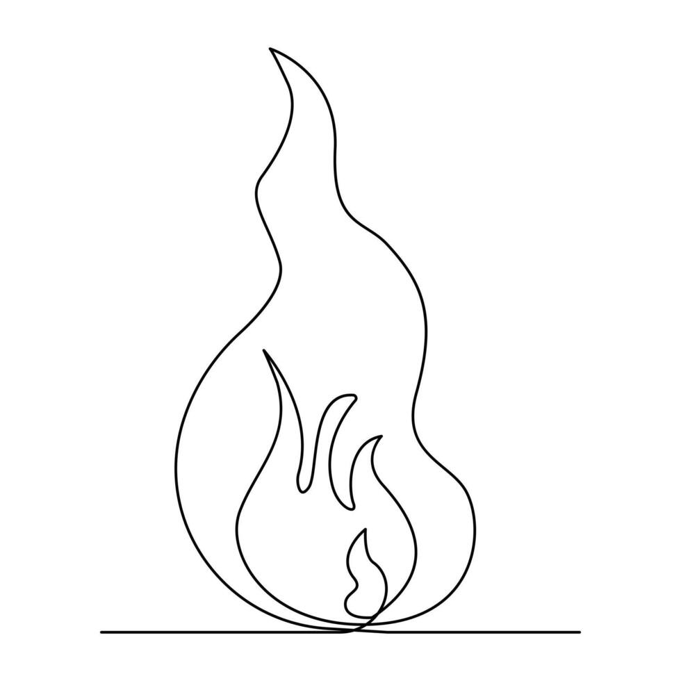 Vector Continuous single line drawing of fire on white background illustration and minimal