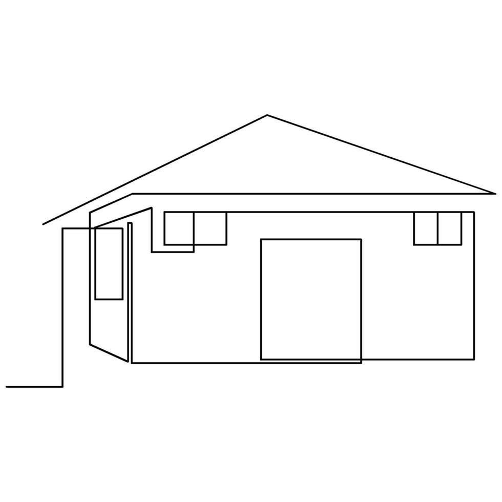 Residential private house one continuous line drawing logo illustration minimalist pro vector