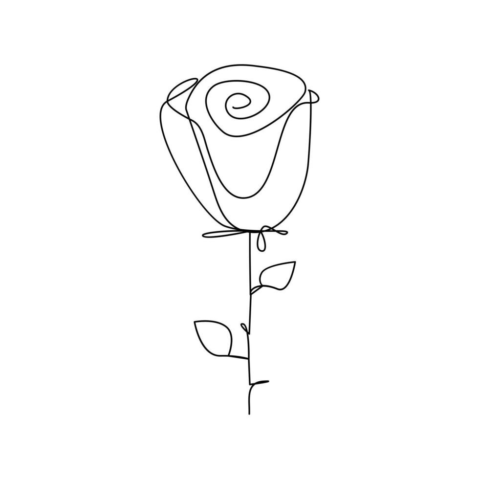 Continuous line drawing of rose flower vector illustration hand drawn decorative beautiful design minimalist