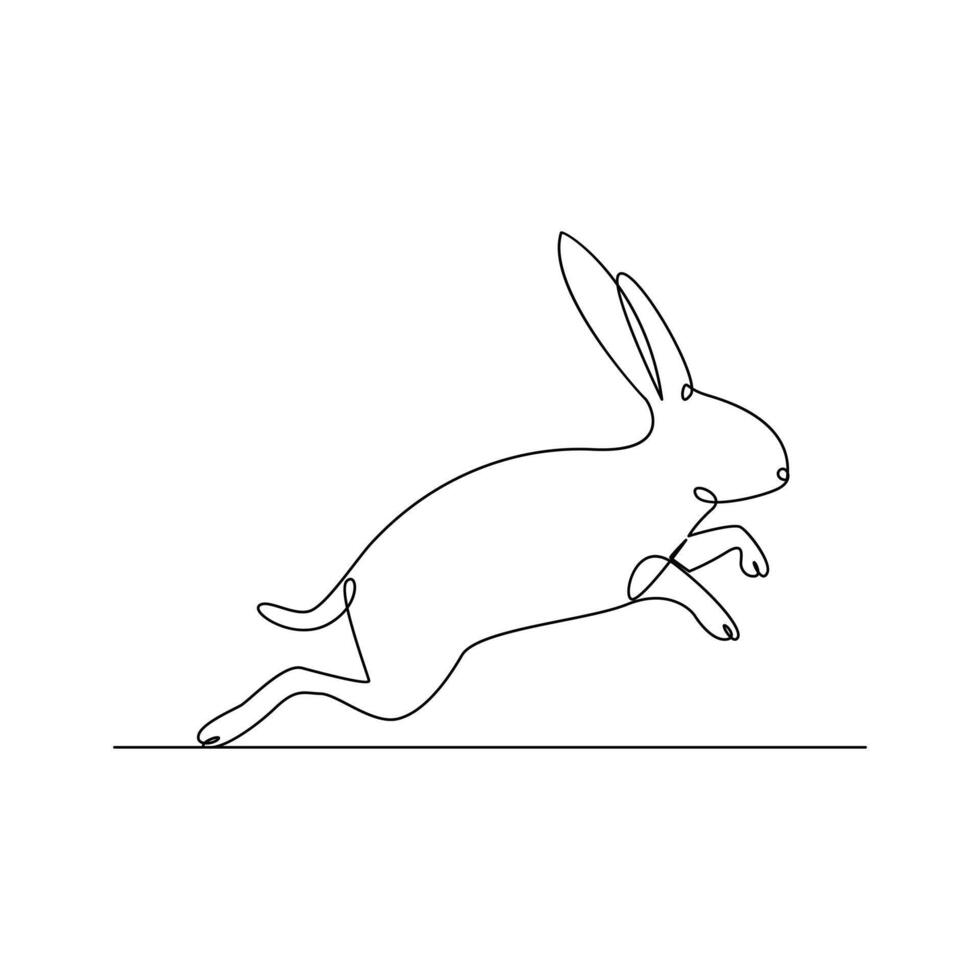 Vector bunny continuous single line art drawing editable stroke illustration and minimalist