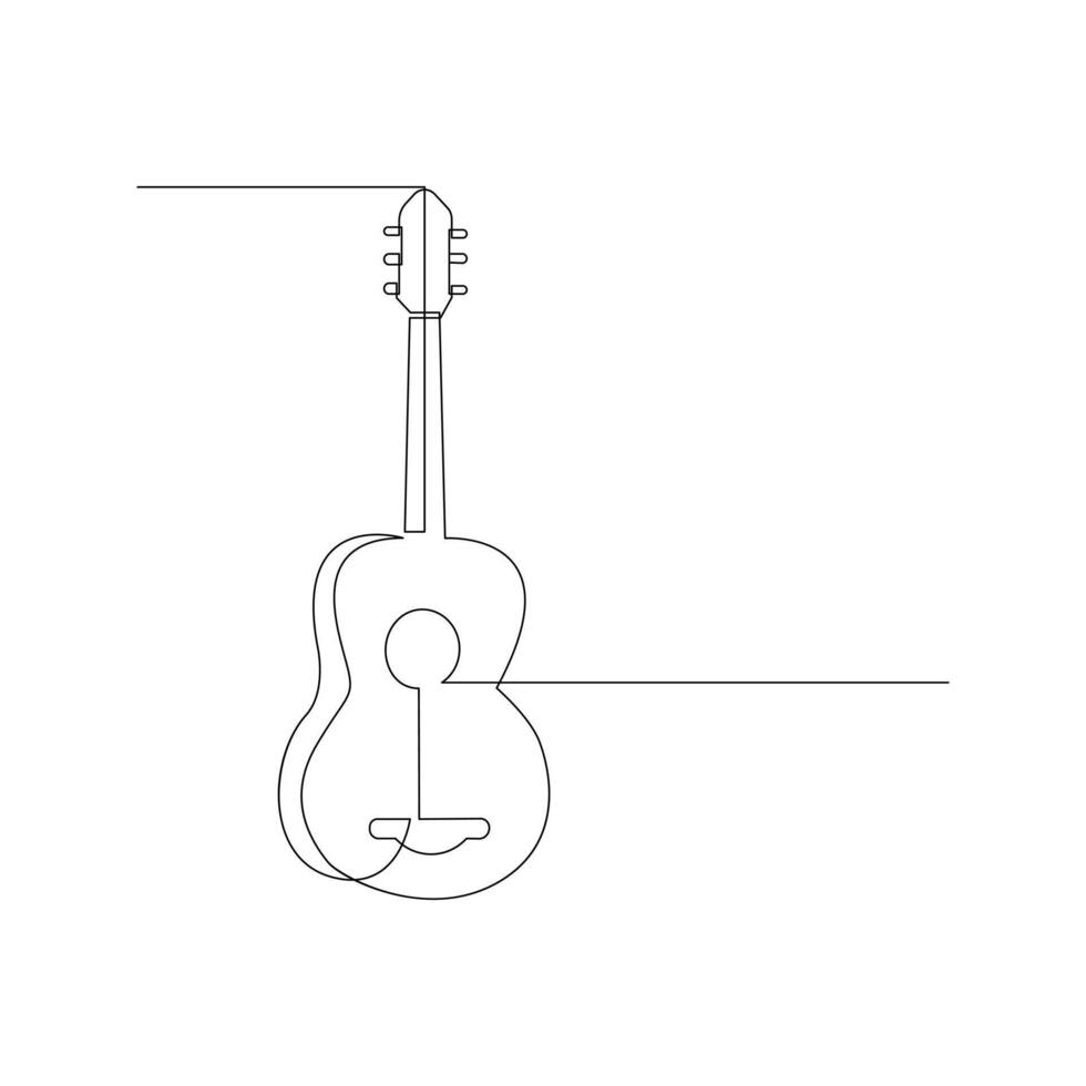 vector guitarra continuo uno línea bosquejo dibujo concepto de música ilustración y minimalista