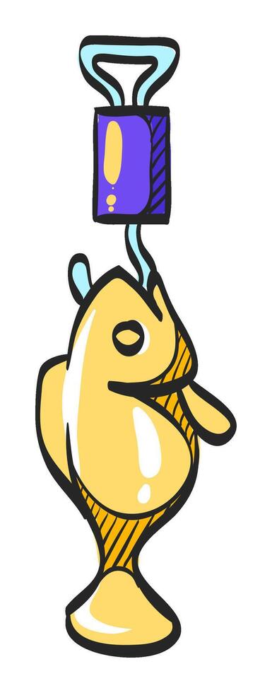 Fishing scale icon in hand drawn color vector illustration