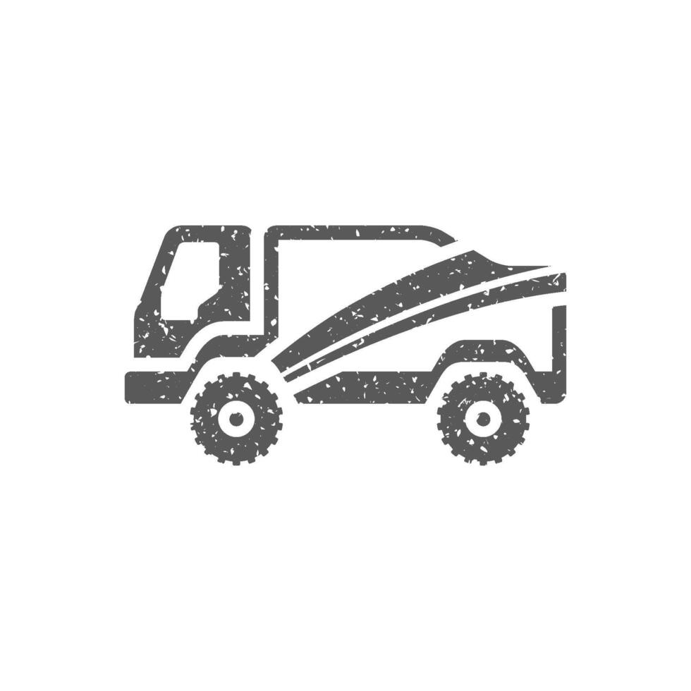 Rally truck icon in grunge texture vector illustration