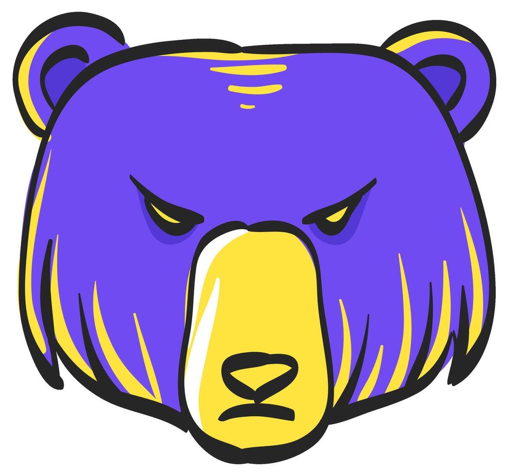 Bear icon in hand drawn color vector illustration