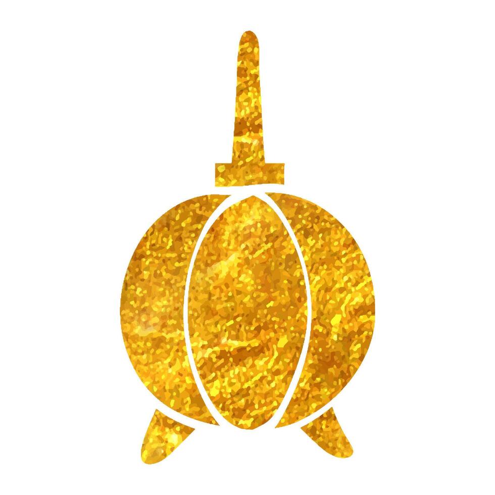 Hand drawn Blower icon in gold foil texture vector illustration