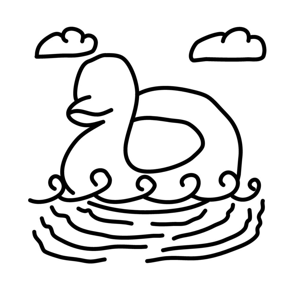 floating duck of beach doodle illustration vector