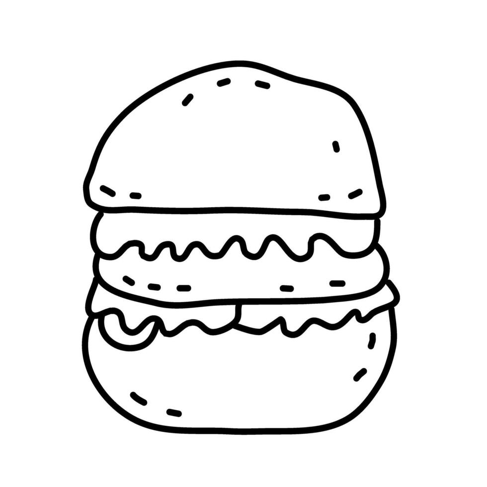 burger of summer doodles icon set vector