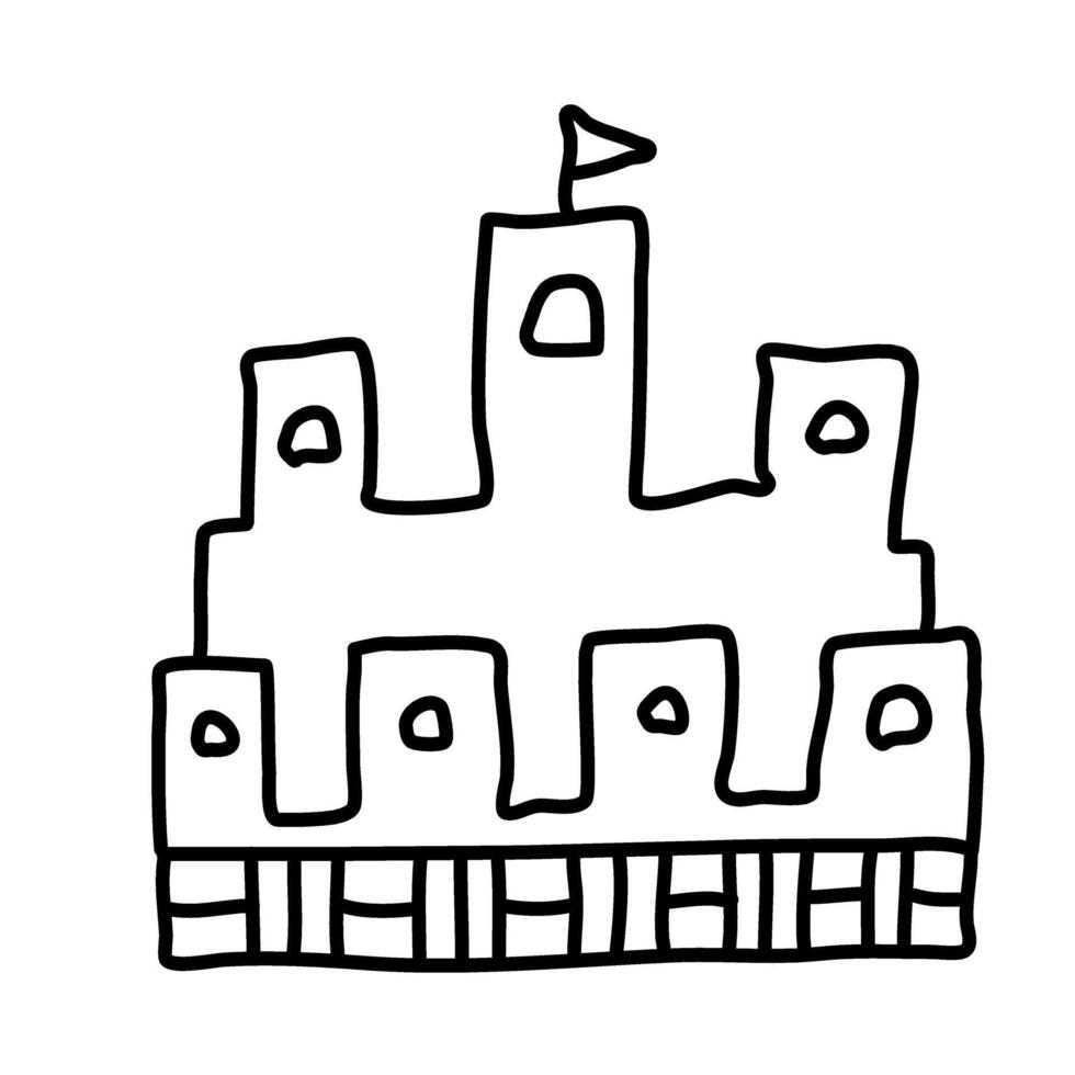 castle of summer doodles icon set vector