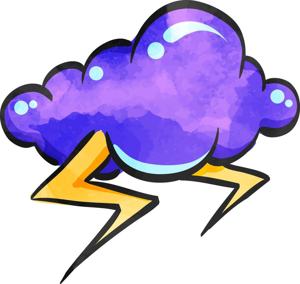 Weather overcast storm icon in watercolor style. vector