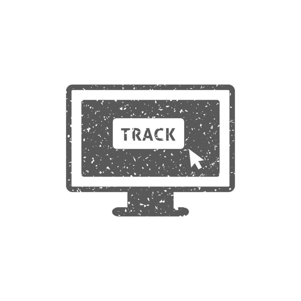Tracking monitor icon in grunge texture vector illustration