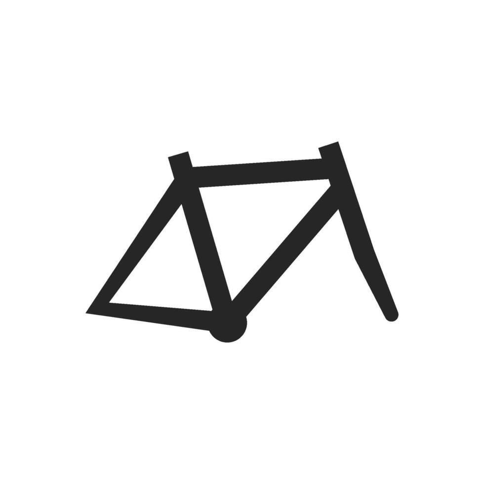 Bicycle frame icon in thick outline style. Black and white monochrome vector illustration.