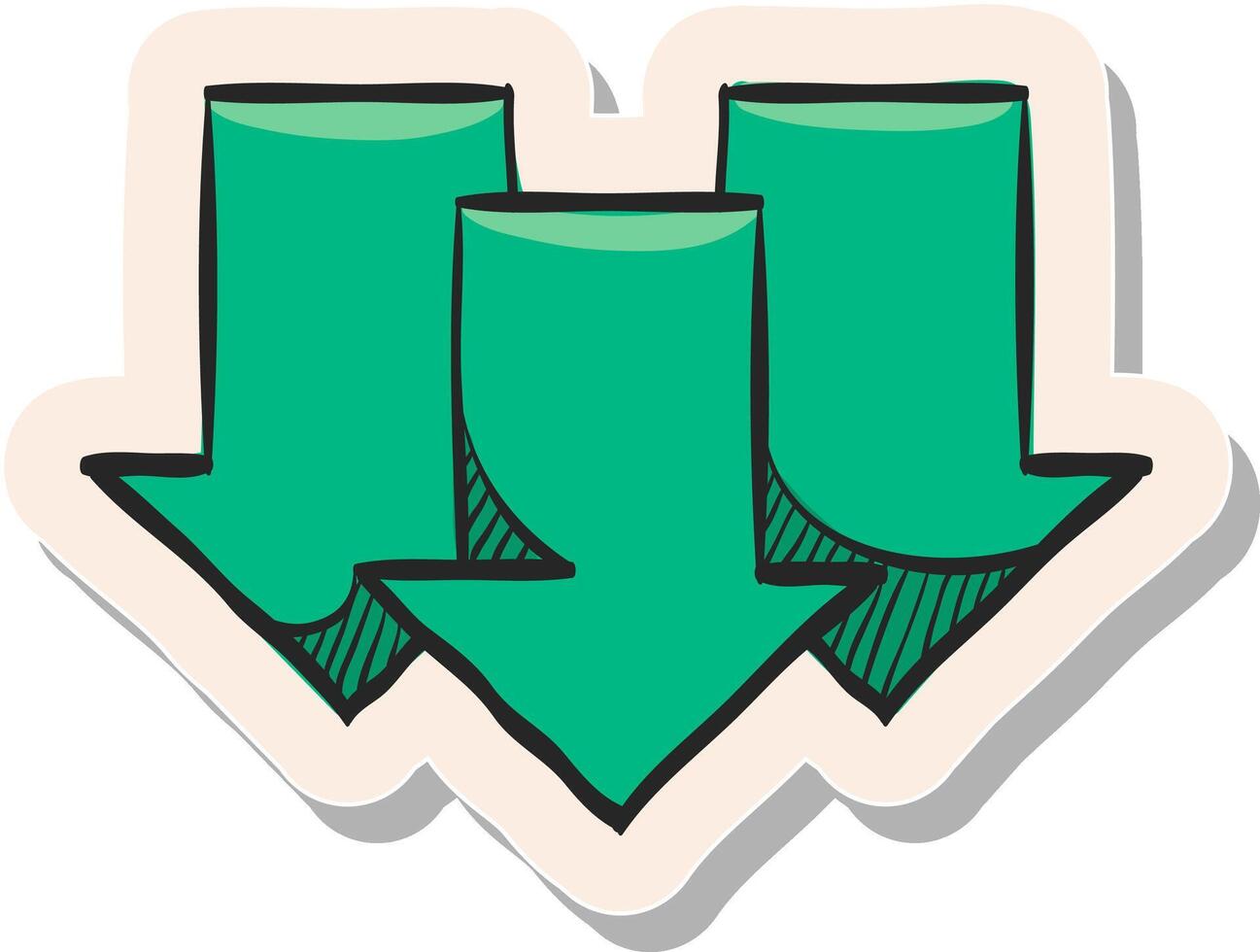 Hand drawn Multiple download arrow icon in sticker style vector illustration