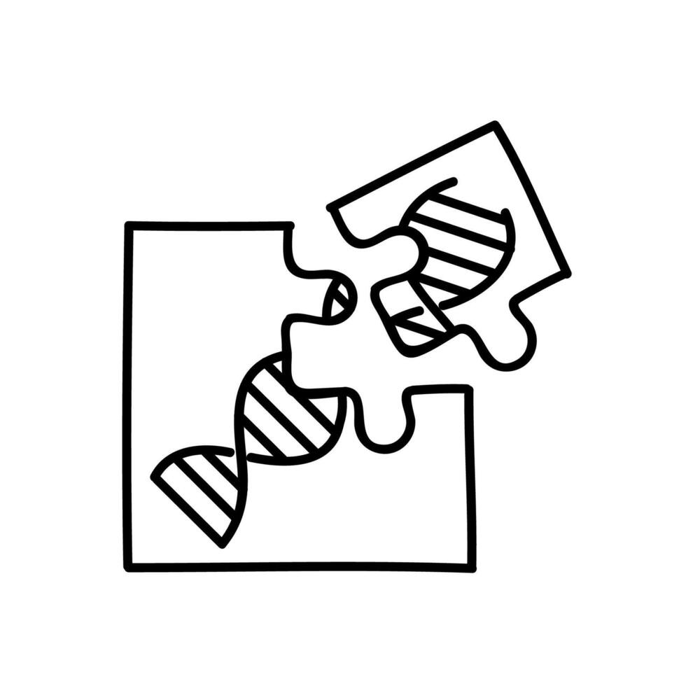 Artificially modified DNA strains icon. Hand drawn vector illustration. Editable line stroke.