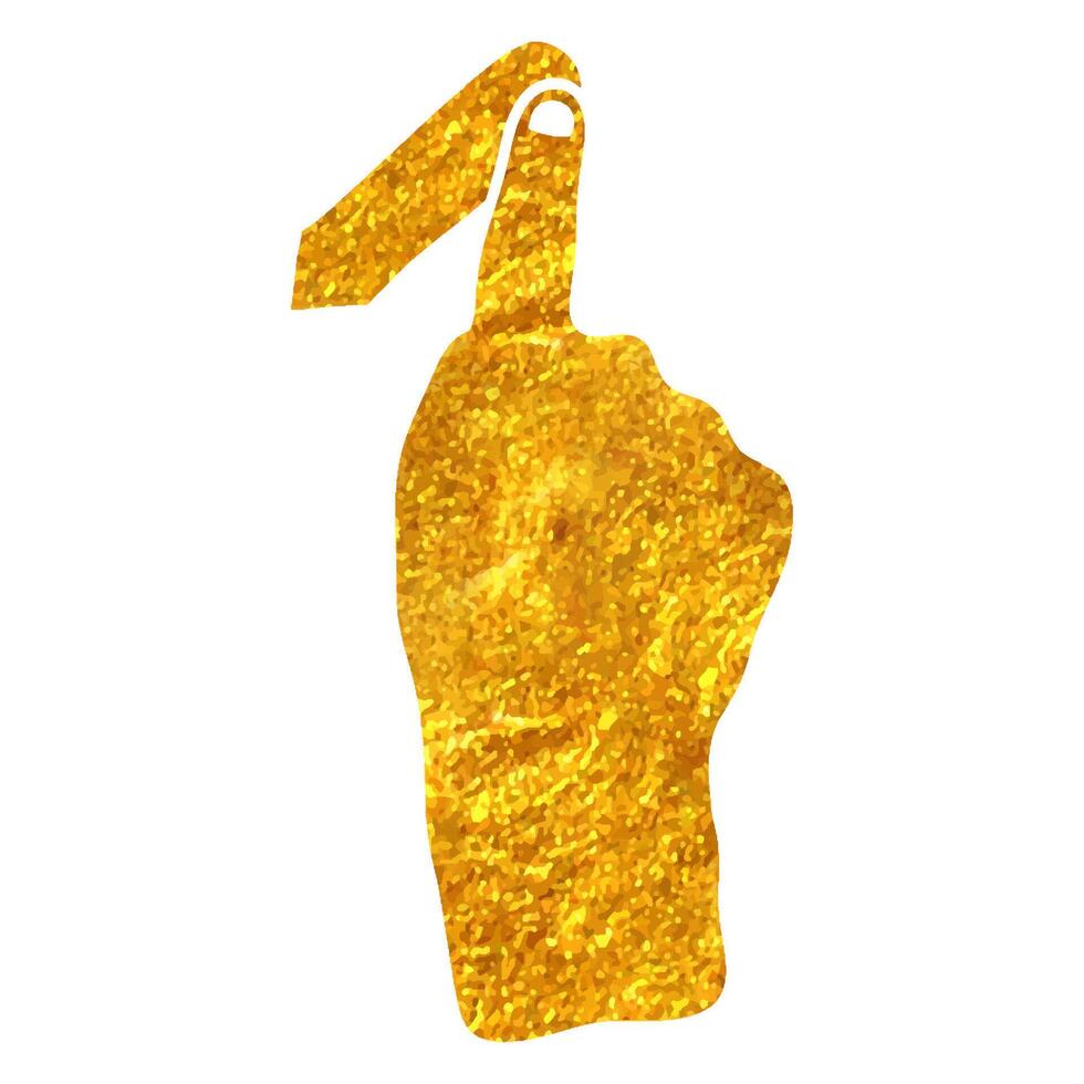 Hand drawn touchpad finger gesture icon in gold foil texture vector illustration