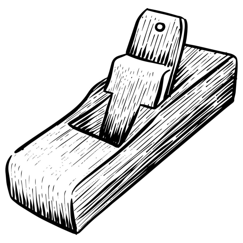 Wooden plane icon in sketch style vector