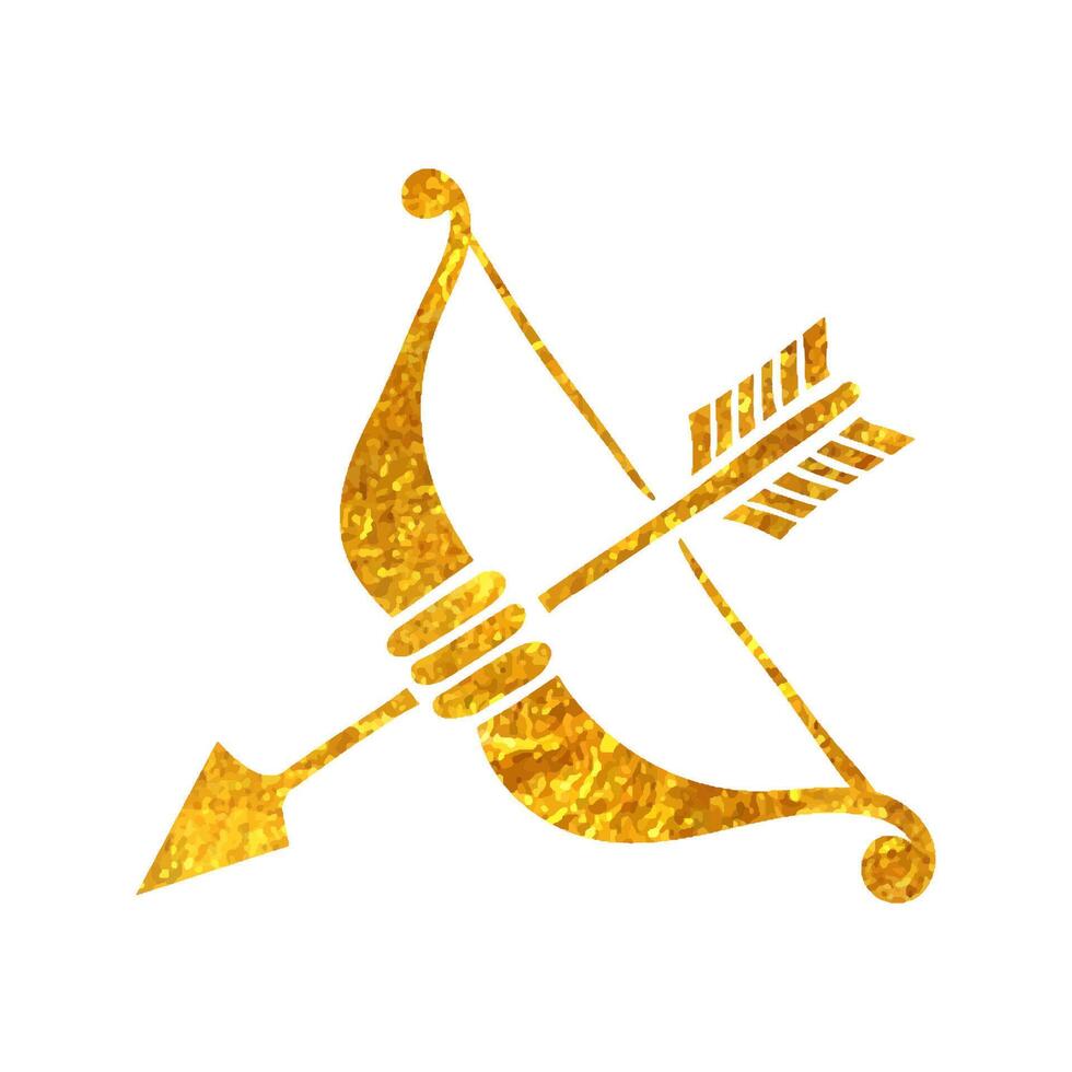 mano dibujado flecha icono en oro frustrar textura vector ilustración