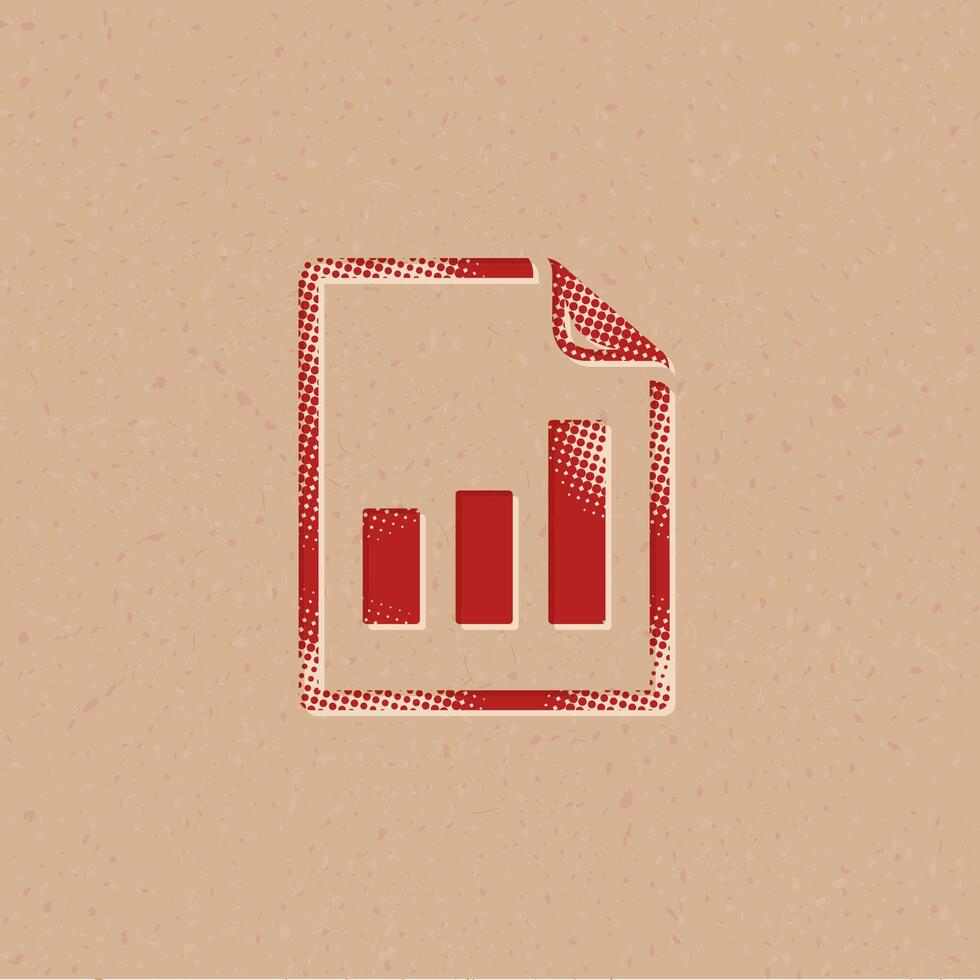 Bar chart halftone style icon with grunge background vector illustration