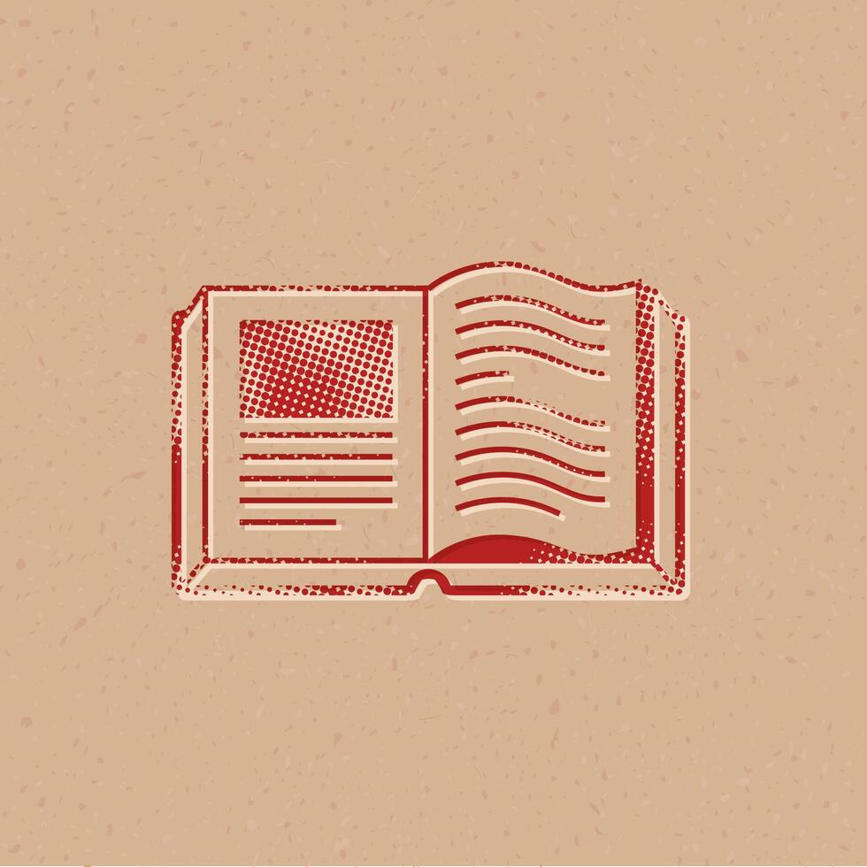 libros trama de semitonos estilo icono con grunge antecedentes vector ilustración