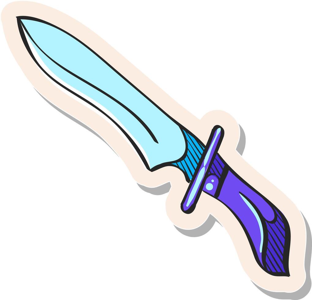 mano dibujado cuchillo icono en pegatina estilo vector ilustración