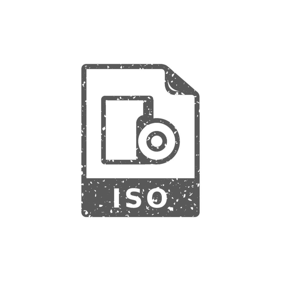 ISO file format icon in grunge texture vector illustration